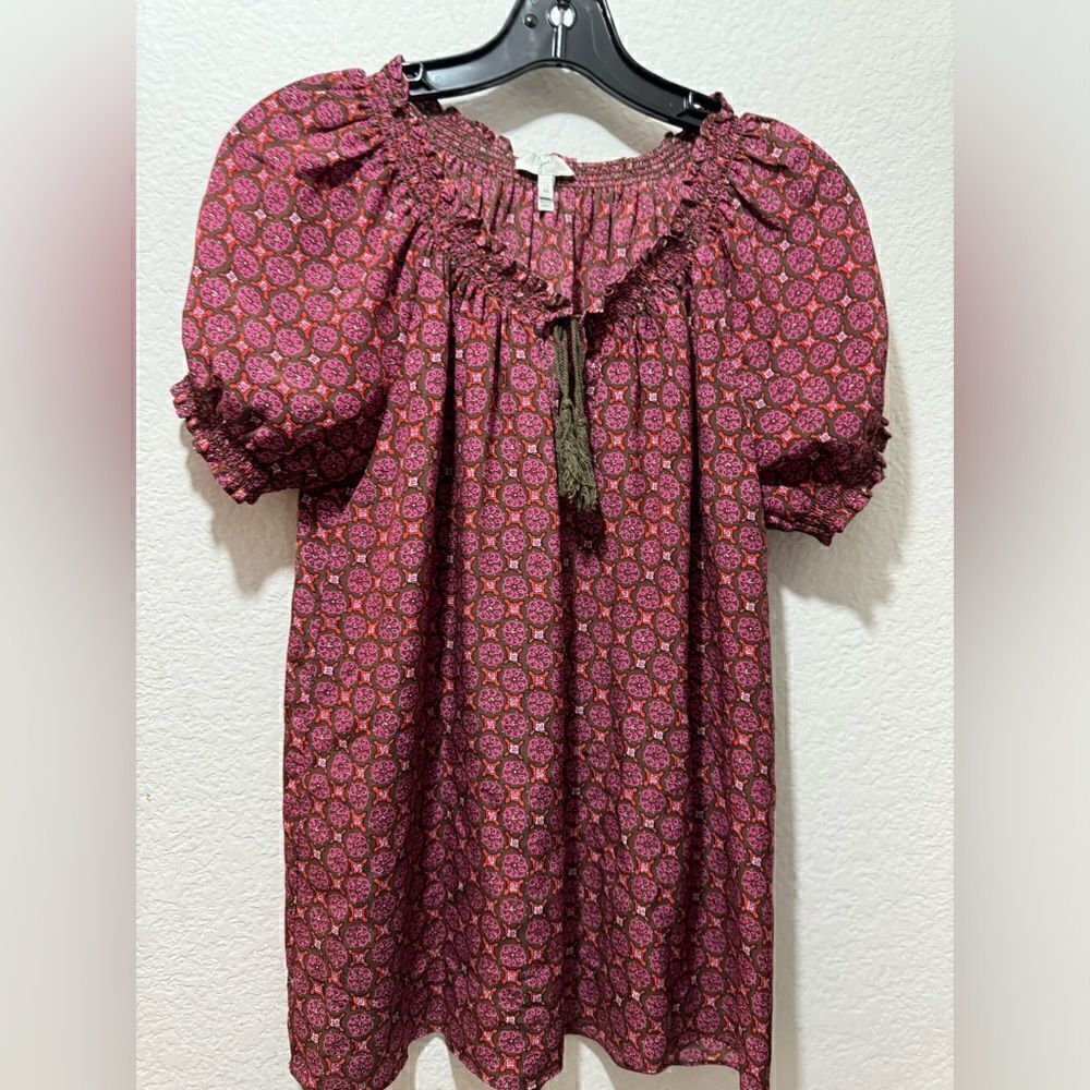 JOIE tie-neck blouse red lightweight silk